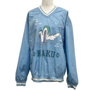 Hot Topic Studio Ghibli Blue V-Neck Spirited Away Haku Windbreaker Pullover